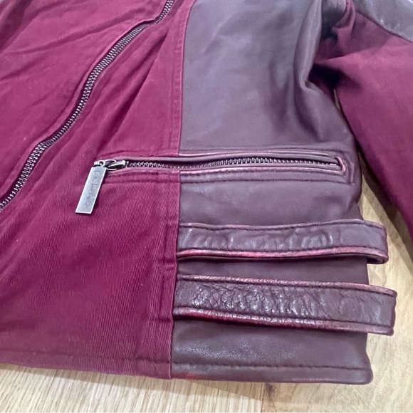 Peace Love World maroon leather moto bomber jacket, women’s size 10 - Picture 9 of 15